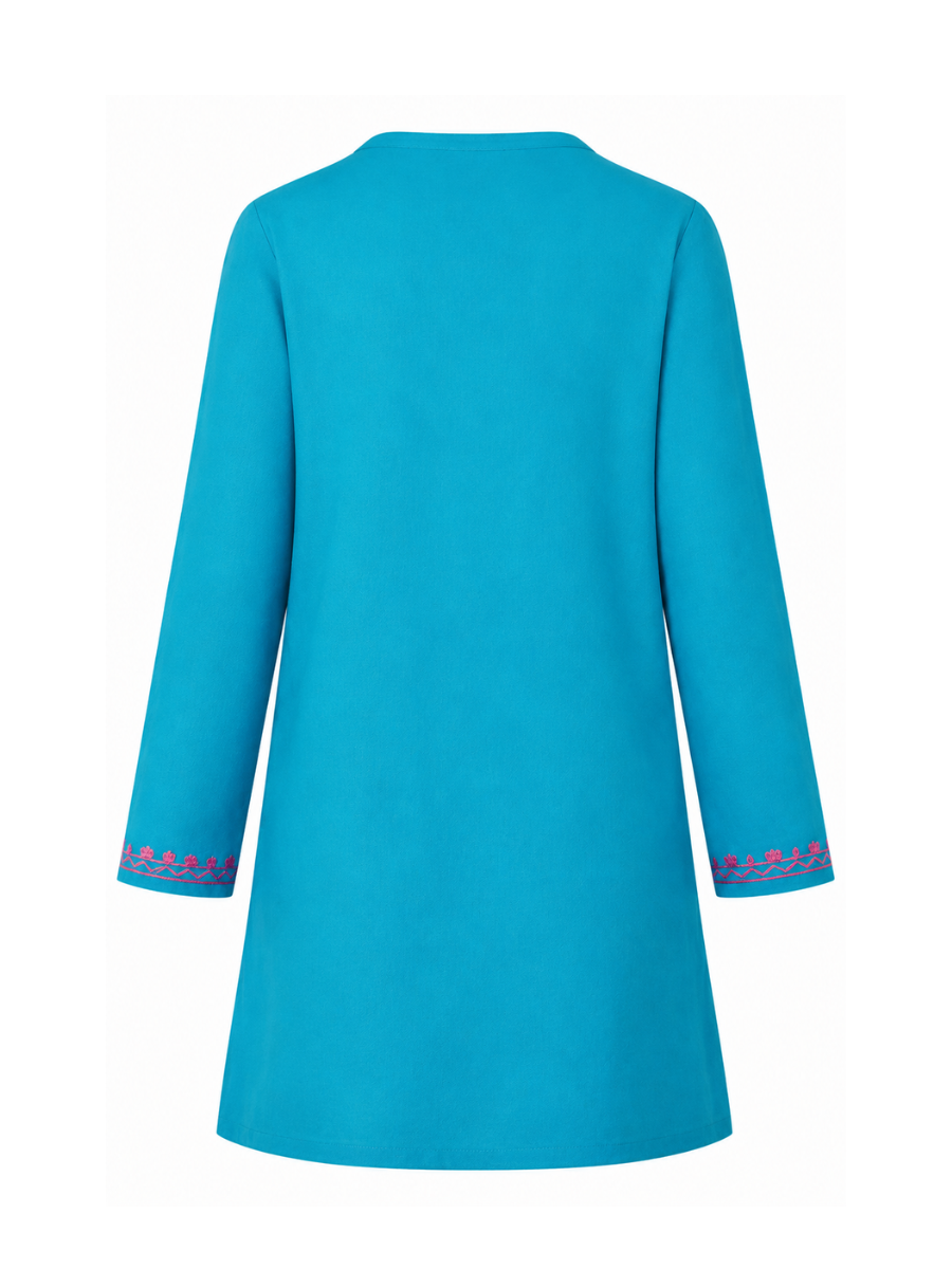 Noor : Aari embroidery summer kurti | Turquoise